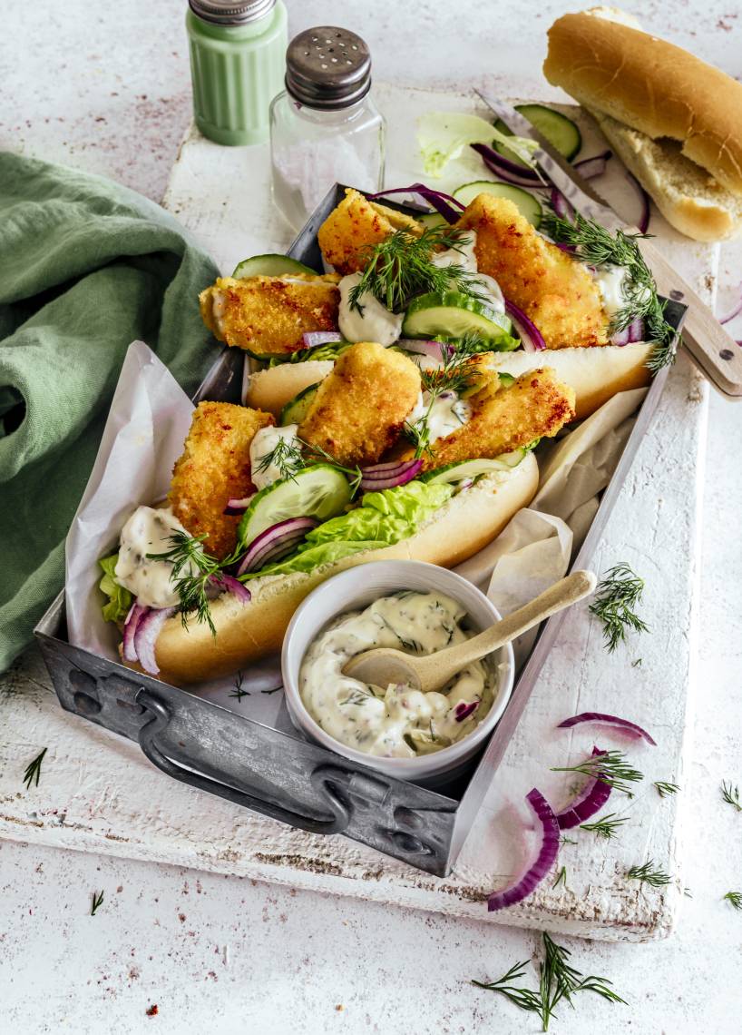 Fischstäbchen Hot Dog