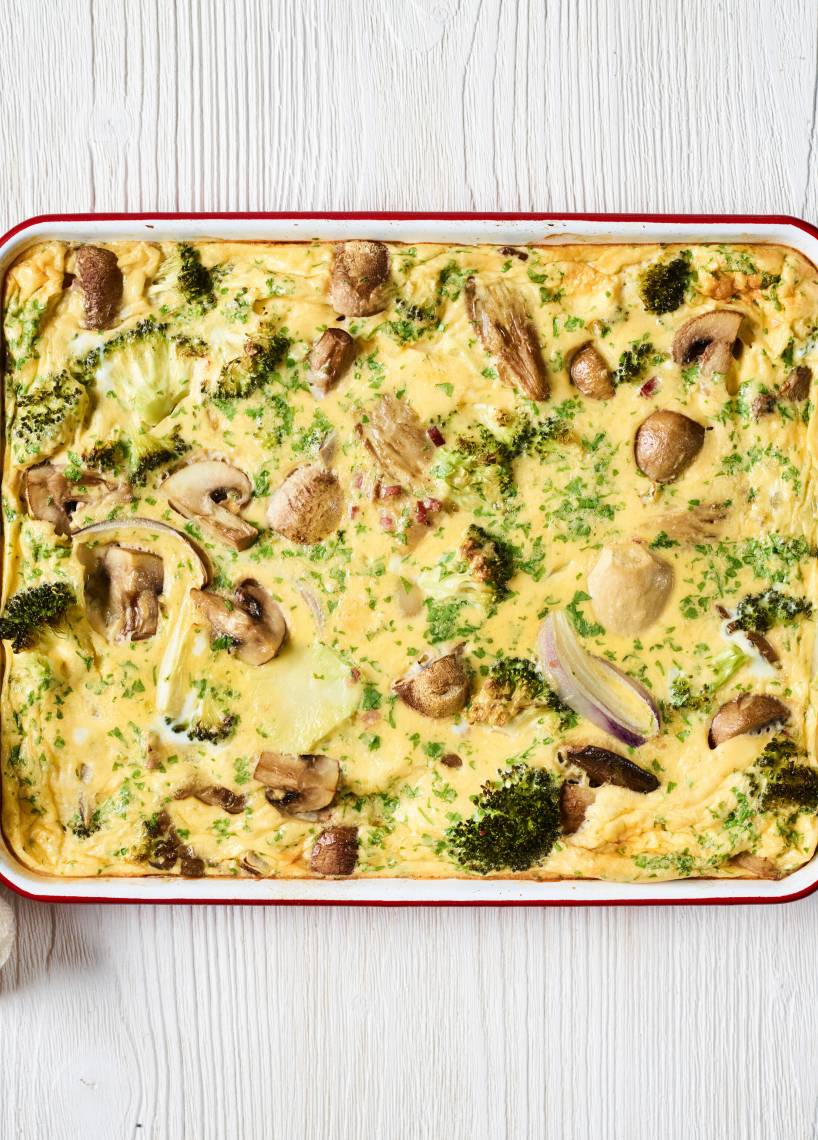 Schnelle Pilzfrittata vom Blech