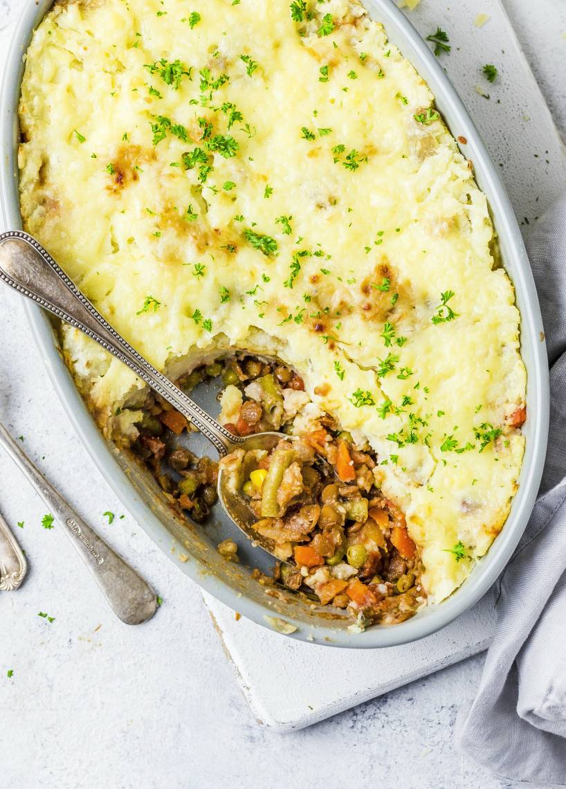 Sheperds Pie mit Linseneintopf