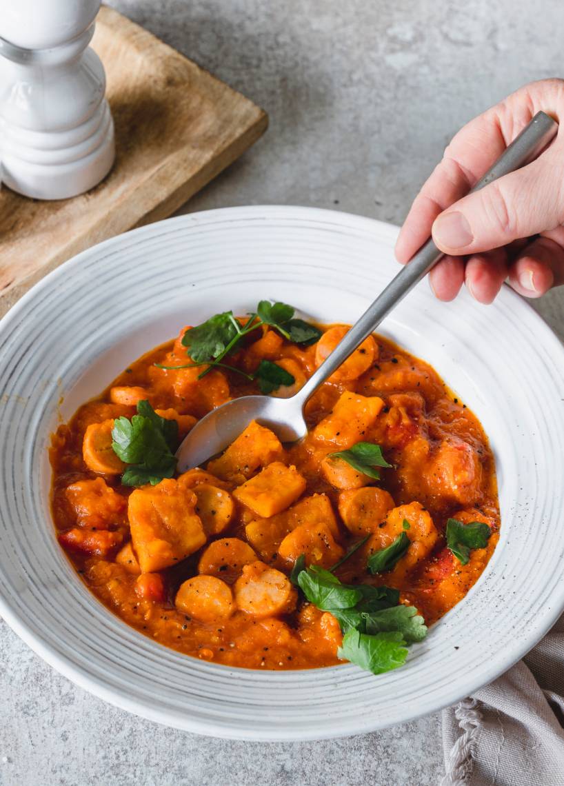 Einfaches Kürbis-Wurst-Gulasch