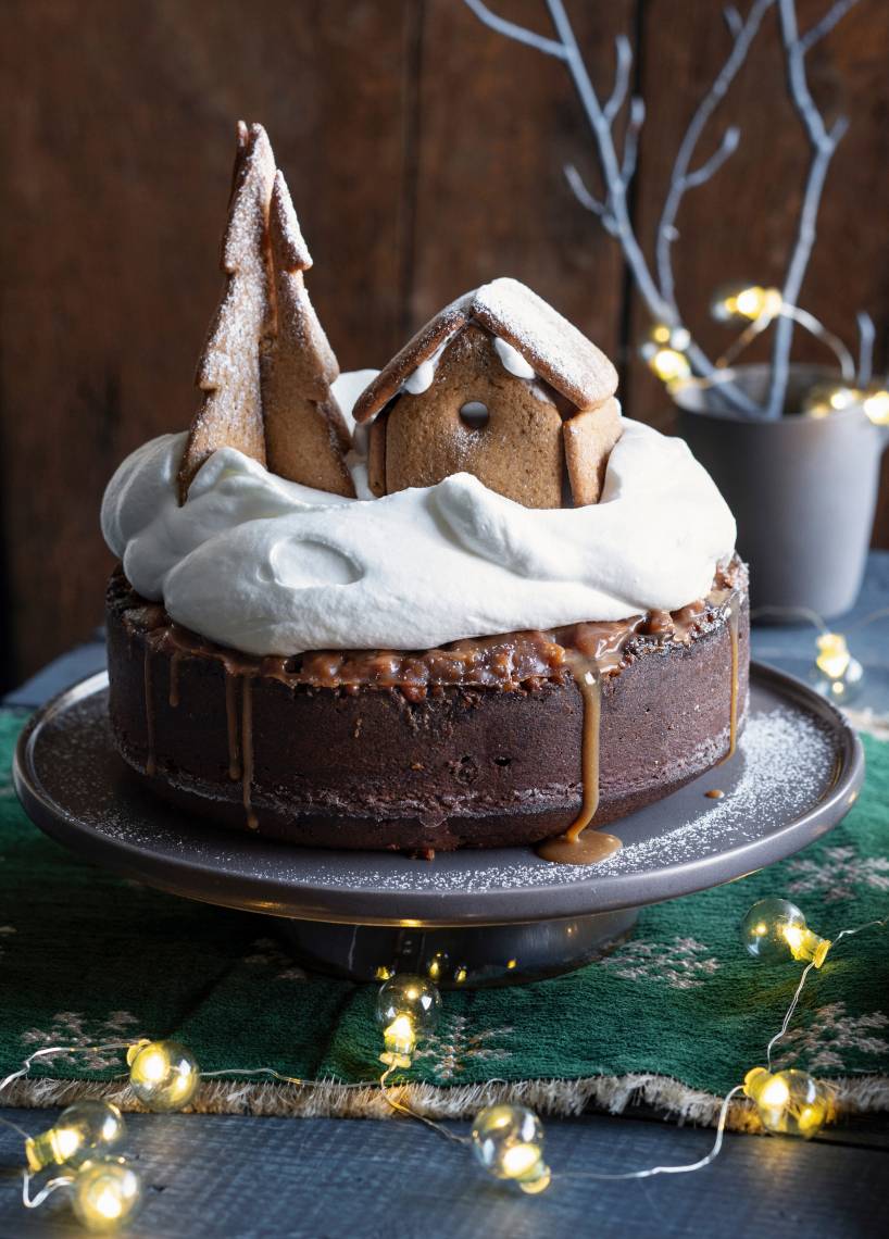 Schokoladenkuchen mit Nuss-Karamell