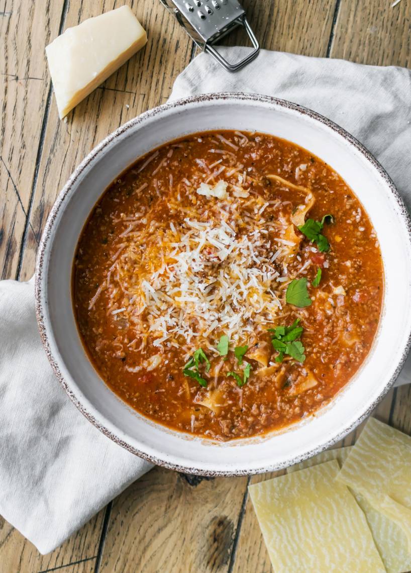 Lasagnesuppe mit Hackfleisch