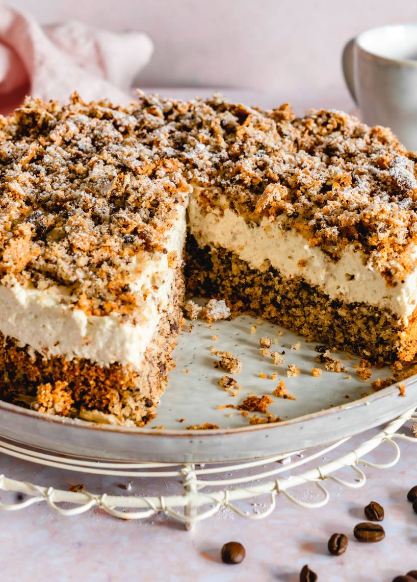 Cappucchino-Krümelkuchen ohne Mehl