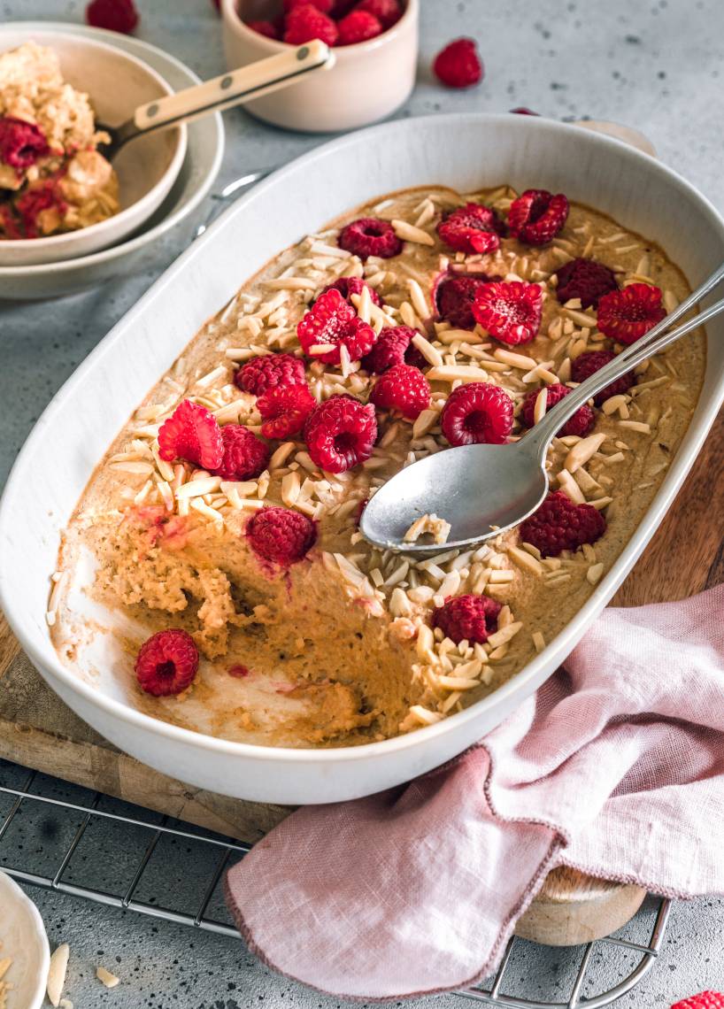 Himbeer-Porridge-Auflauf