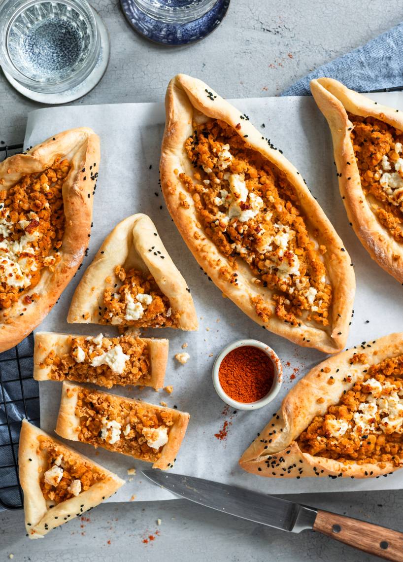 Vegane Rote-Linsen-Pide