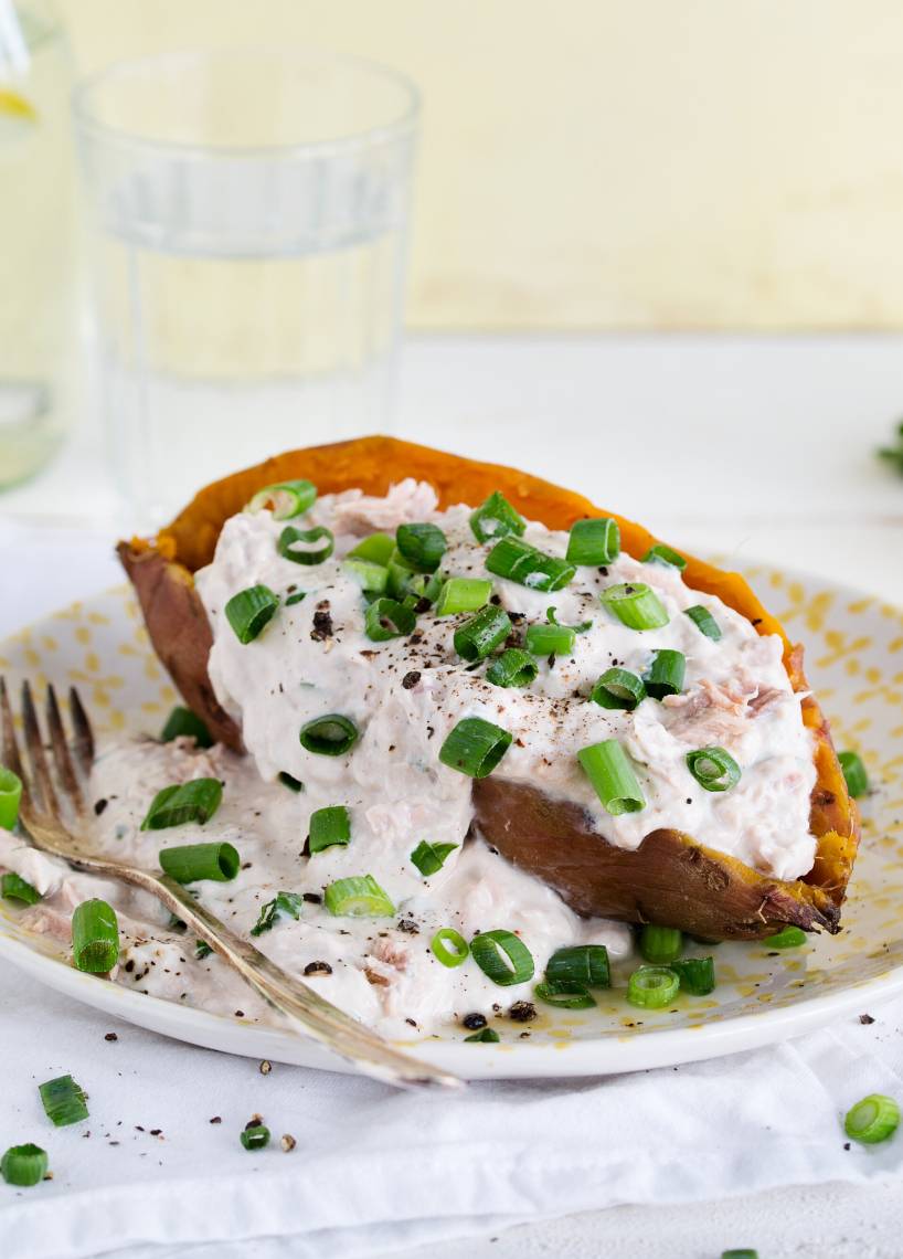 Süßkartoffeln mit Thunfischquark