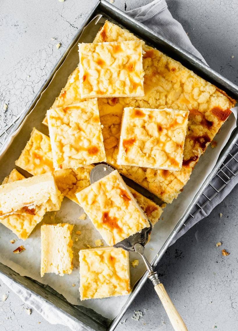 Omas Käsekuchen mit Streuseln vom Blech
