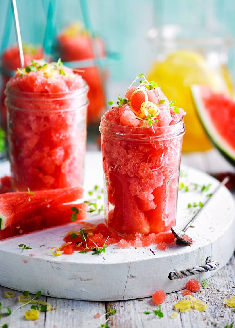 Wassermelonen-Zitronentee-Granita