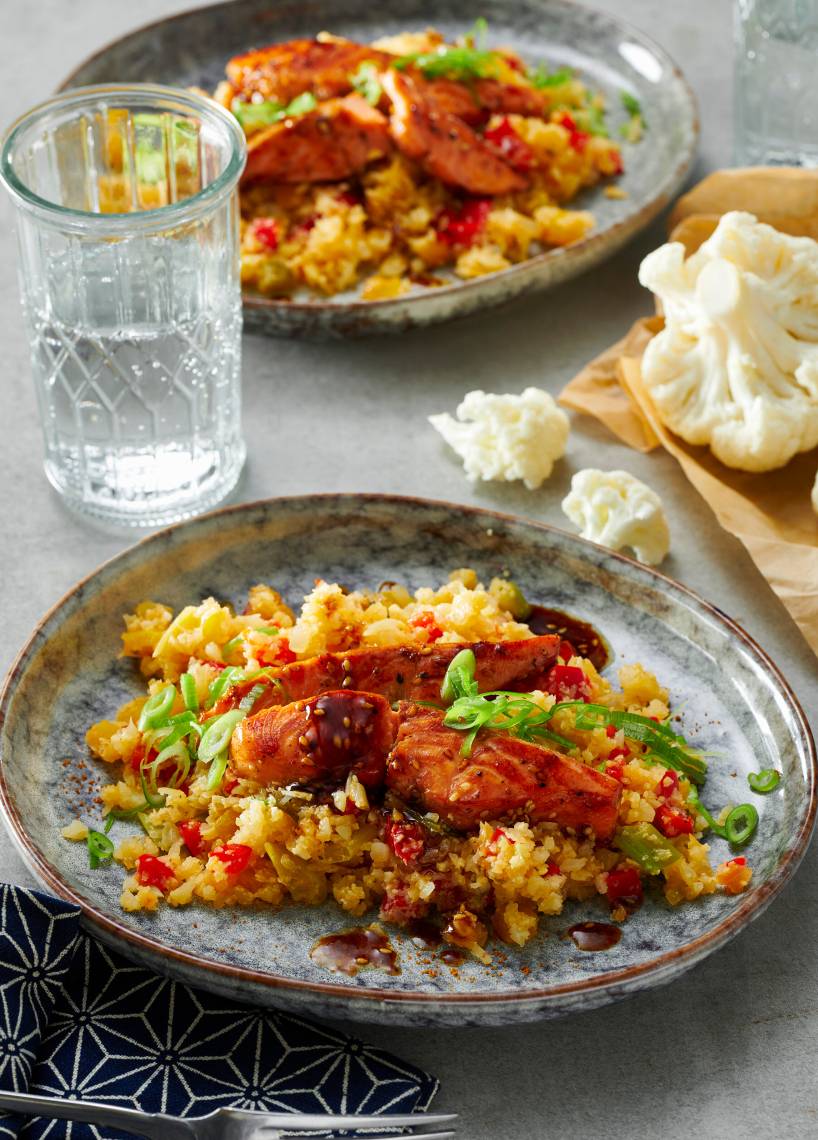 Blumenkohlreis mit Lachs