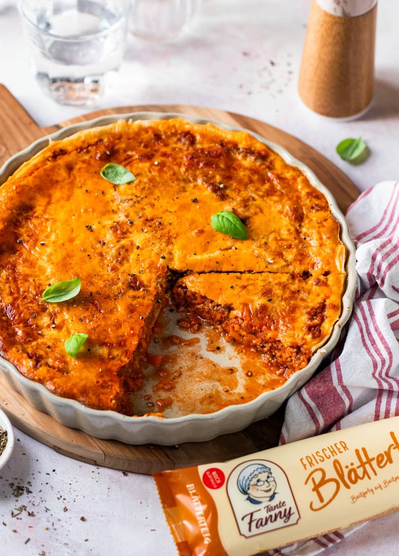 Bolognese-Quiche mit Blätterteig