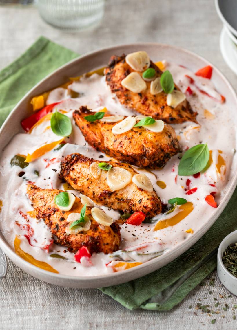 Hähnchenfilet mit Paprikagemüse