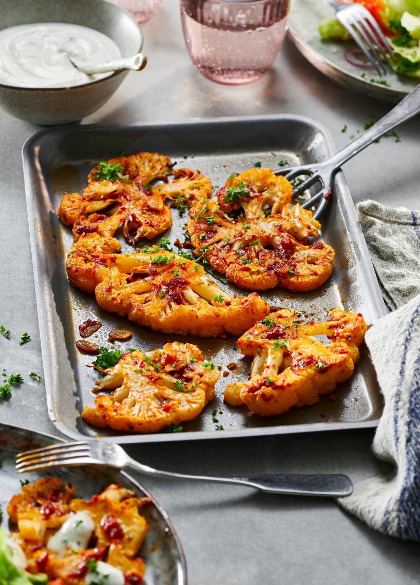Krosse Blumenkohlschnitzel mit Dip