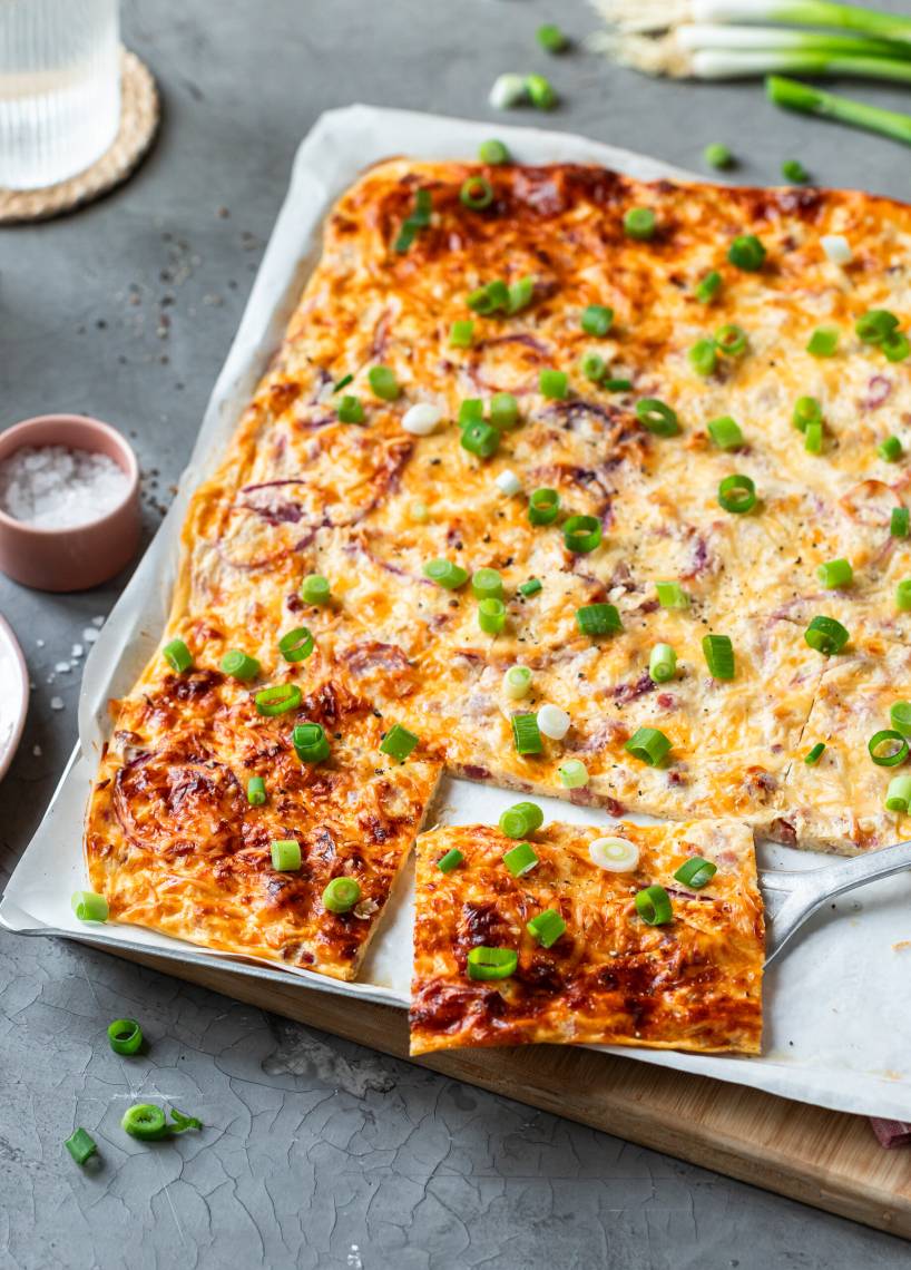 Schüttelpizza à la Flammkuchen