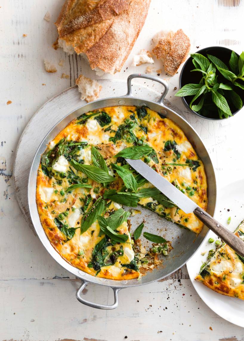 Erbsenfrittata mit Hähnchen