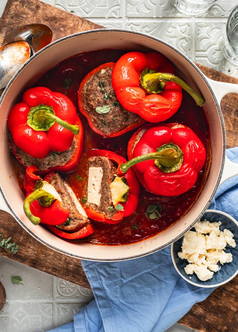 Gefüllte Bifteki-Paprika