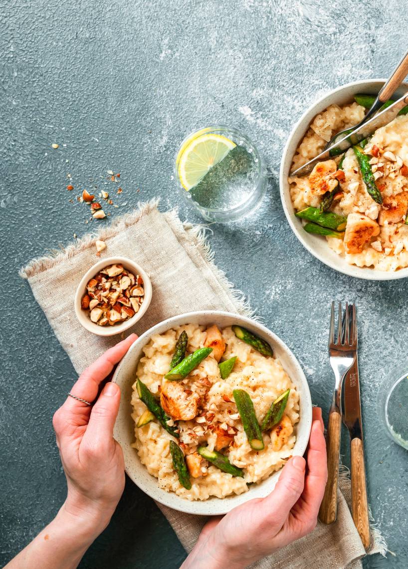 Spargelrisotto mit Hähnchen