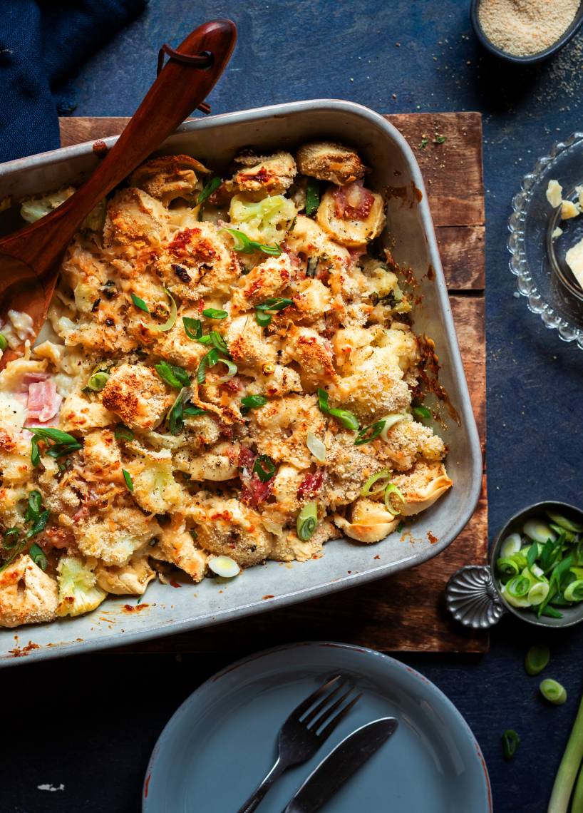 Schnelle Ofentortellini Carbonara