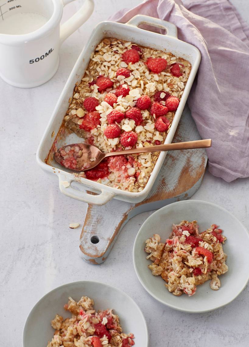 Warme Baked-Oats mit Himbeeren