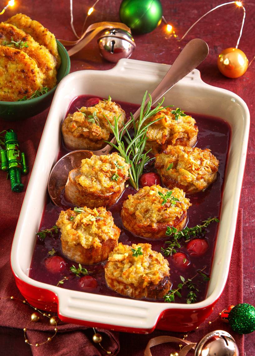 Knuspermedaillons mit„Mon Chéri“-Soße